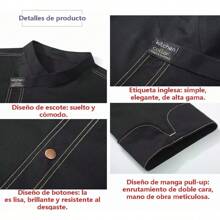 Chaqueta de chef transpirable, blanca, gris y negra, elegante, manga corta, unisex, cómoda y duradera, adecuada para cocinar, hornear, hotel, restaurante, catering, manga corta de verano, uniforme de trabajo... - Negro - Ver 5