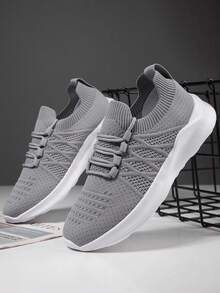 女性運動休閒鞋,慢跑網球鞋,健身鞋,透氣舒適步行鞋,灰色,輕鬆穿搭 - 淺灰色 - 查看 3