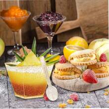 50入組金色透明甜點杯,正方形開胃塑料甜點杯連匙羹,可重複使用且可清洗,適合布丁巧克力甜點派對 - 金色 - 查看 3