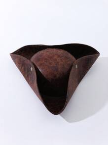 派对 1 件女士棕色仿旧仿皮加勒比海盗帽，三角形帽子，适合角色扮演，舞台表演服装牛仔帽海盗服装