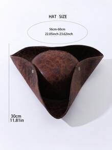 派对 1 件女士棕色仿旧仿皮加勒比海盗帽，三角形帽子，适合角色扮演，舞台表演服装牛仔帽海盗服装