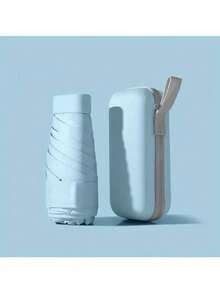 1 件【帶傘盒】時尚多色可折疊便攜式迷你口袋傘,6 摺傘,晴雨天兩用,雨傘,女孩迷你戶外遮陽傘,防紫外線,防紫外線/防雨傘。 - 淺藍色 - 查看 2