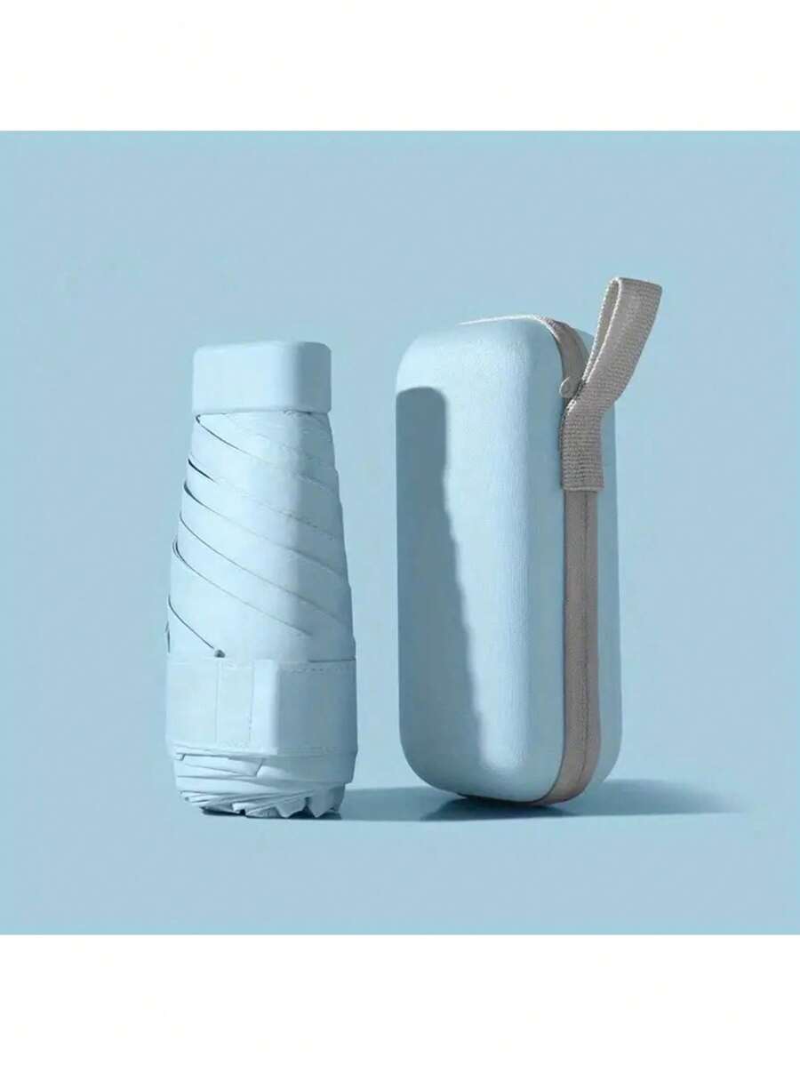 1 件【帶傘盒】時尚多色可折疊便攜式迷你口袋傘,6 摺傘,晴雨天兩用,雨傘,女孩迷你戶外遮陽傘,防紫外線,防紫外線/防雨傘。