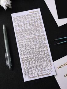 1入組熱燙銀貼紙、透明金邊小寫字母貼紙,適用於剪貼簿diy日記相簿裝飾、禮盒裝飾用品 - 彩色 - 查看 3