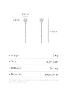 1對925純銀空心玫瑰流蘇女耳環，輕奢優雅的法式復古花朵耳環假日版