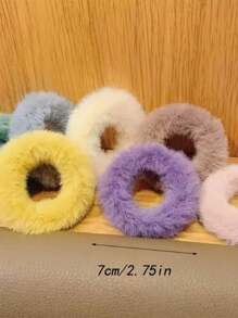 10pcs Colorful Simple Plush Hair Ties, Random Colors, Everyday Use - Multicolor - View 2