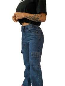 SURPRISE Jeans cargo con bolsillo lateral con solapa 001 - Azul - Ver 1