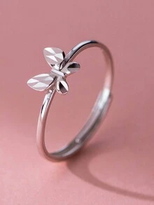 時尚 925 純銀時尚刻面蝴蝶戒指首飾,適合女士日常使用 - YW1359 - 查看 2