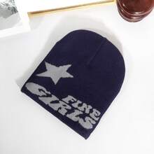 1 件男女通用 Worlo 字母提花針織帽,時尚保暖多功能冬帽男女通用 - 彩色 - 查看 6