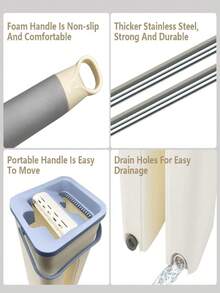 Fregona plana de microfibra para piso plano de 360° y cubeta con 2 almohadillas - Multicolor - Ver 4