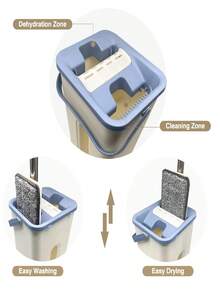 Fregona plana de microfibra para piso plano de 360° y cubeta con 2 almohadillas - Multicolor - Ver 6