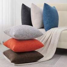 Wracra 1入組純色簡約手工裝飾坐墊套,不含填充物,現代沙發抱枕套 - 黃色 - 查看 3