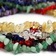 200 件天然碎石珠，5-8 毫米不对称多色宝石散装水晶疗愈脉轮石带孔适用于珠宝制作 DIY 工艺品水晶礼物（7 个脉轮和钻孔） - 均碼 - 查看 4