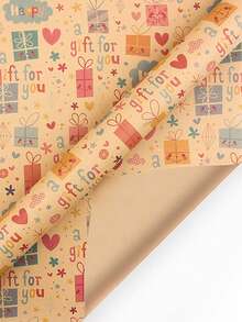 6入組50*70cm音符印花牛皮紙生日禮品包裝紙,diy套裝 - 彩色 - 查看 9