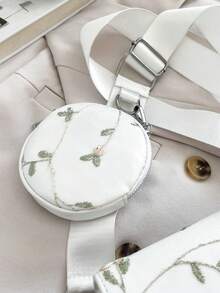 2025新款女士个性时尚百变中国风大容量中国风花卉刺绣风格手提包带小零钱包单肩包斜挎包 - 白色 - 查看 4