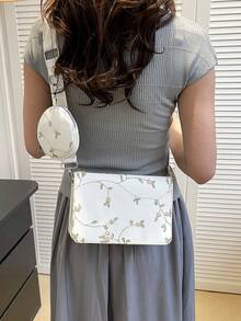 2025新款女士个性时尚百变中国风大容量中国风花卉刺绣风格手提包带小零钱包单肩包斜挎包 - 白色 - 查看 2