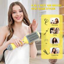 4合1捲髮器/吹風機/直髮器,1入組arbuliry牆插式3速智能溫度控制快速加熱捲髮器,適用於長短乾/濕髮,黃色 - 黃色 - 查看 3