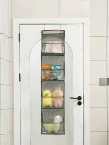 1 件不織布壁掛式收納袋,附 4 個可折疊隔層,包收納袋,衣櫃掛袋,適用於臥室、宿舍、必需品、房車收納和整理 - 灰色 - 查看 4