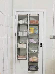 1 件不織布壁掛式收納袋,附 4 個可折疊隔層,包收納袋,衣櫃掛袋,適用於臥室、宿舍、必需品、房車收納和整理 - 灰色 - 查看 6