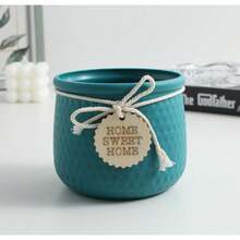 轻奢创意花瓶干花插花水培塑料花盆客厅创意清新简约摆件桌面装饰花盆 - 藍色 - 查看 1