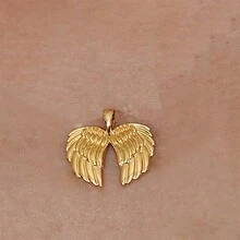 1pc Unisex Personalized Wing Shaped Pendant, Suitable For Daily Wear - Yellow Gold - View 3