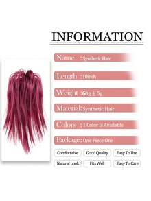 Messy Bun Hair Piece Claw Clip In Hair Buns Hair Piece For Women Straight Short High Ponytail Extension Tousled Updo Faux Hair Bun Scrunchies For Girls - Red - View 4