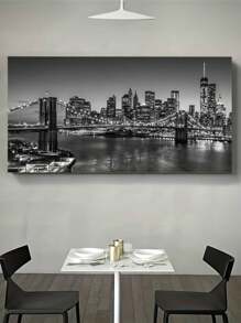 1 Miếng , Cầu In Bức tranh Tường Áp phích Chân trời Phong cảnh Thành phố In Hiện đại Nhà  Trang trí Phòng khách , Phòng ngủ , Văn phòng Trang trí tường Phòng Mỹ học Treo tranh Bức tranh Không có khung tranh sơn dầu Bức tranh - màu đen - Xem 2