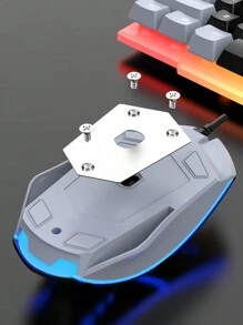 T26時尚拼接彩色有線照明電競滑鼠和鍵盤套裝,適用於辦公室,家庭和電子競技,有線照明滑鼠和鍵盤套裝 - 白灰色 - 查看 5