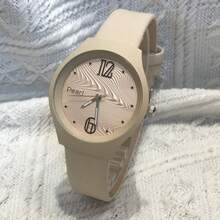 1只圓形休閒時尚石英女錶,彩色糖果色 - 杏色 - 查看 6