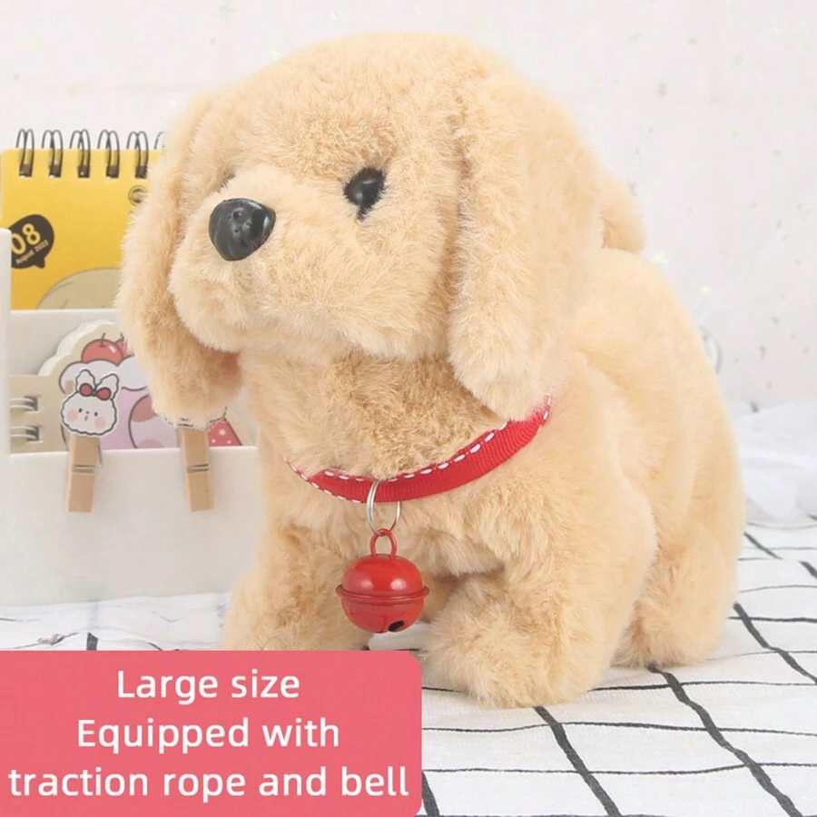 帶有走路,叫聲,點頭和擺動尾巴功能的電動毛絨小狗洋娃娃,適用於男孩和女孩 - 金毛犬(大號) - 查看 1