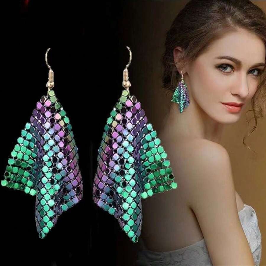 Trang trí Dangle Hoa tai Thanh lịch Sang trọng Phong cách Sắt Đồ trang sức Hộp đêm Lễ hội Lễ hội hóa trang Hoa tai - Đầy màu sắc - Xem 1