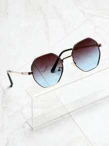 1pc Unisex Metallic Geometric Frame Decor Retro Fashion Glasses For Casual Events - Multicolor - View 1