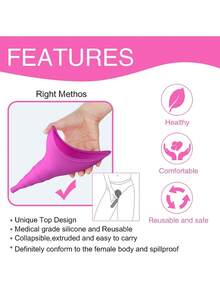 Portable Women's Emergency Standing Urination Device, Silicone Urinal Funnel With Tube, Purple-Red - Purple Red - View 4