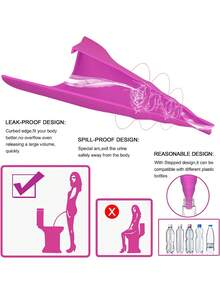 Portable Women's Emergency Standing Urination Device, Silicone Urinal Funnel With Tube, Purple-Red - Purple Red - View 3