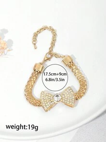 1 件奢华蝴蝶结方晶锆石可调节宠物手链，适合女士、派对和婚礼配饰 - 蝴蝶型 - 查看 3