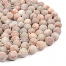 Natural Stone Hand Knotted Long Necklace - 霧面紅畢卡索 - 查看 2