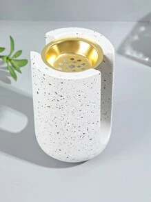 具有插槽的圓柱形樹脂香薰燃燒器 - 白色帶點 - 查看 3