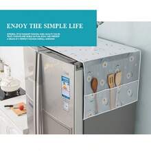 1pc PEVA Refrigerator Dust Cover Multifunctional Waterproof Storage Hanging Bag Dust Cloth Household Printed Refrigerator Washing Machine Cover Top Cover Cloth - Navy Blue - View 7