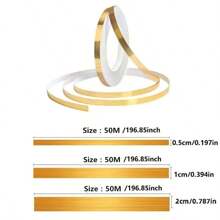 1捲毛刷金銀地板邊緣防水接縫壁貼,牆縫天花板家居裝飾,自粘瓷磚膠帶,196.85英寸 - 彩色 - 查看 6