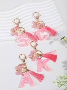 1 Miếng Quý cô Mới Lung linh Long lanh Chữ cái Móc chìa khóa Với Pha lê & Nhựa Lá thư Sọc Mặt dây chuyền con bướm , Qủa tặng Đối với Mẹ , Bạn , Bạn cùng lớp , , Người yêu , Túi quyến rũ Vòng treo chìa khóa Đồ trang trí - Hồng - Xem 3