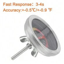 1PC Household Cooking Temp Gauge Oven Thermometer Instant Read For Kitchen Home Baking BBQ Smoker Grill Thermometer 0-400℃ - Silver - View 6