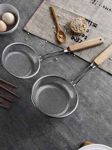 Cucharón Colador Pequeño De Acero Inoxidable Con Malla Filtrante Para Jugos, Leche De Soja Y Utensilio De Cocina Para Freír Con Aceite - Plateado - Ver 6