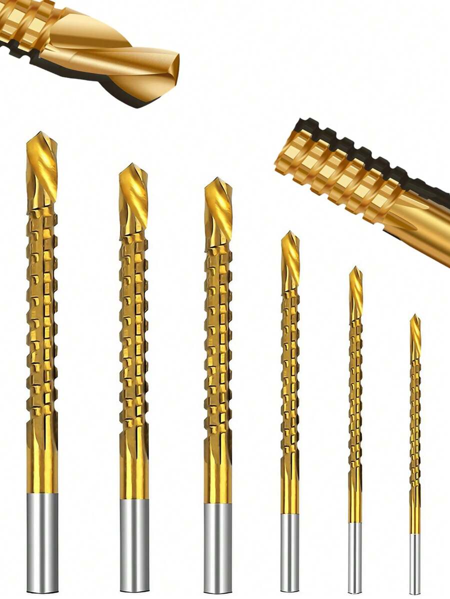 STONEGO 1套(6入)鈷金剛石鋼高速鋼扭螺旋鑽頭3-8mm鋸齒開銑切割木工塑料穿孔鑽頭組