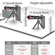 HD Chụp ảnh xa Ống kính Đối với Điện thoại di động , Với Kim loại Kẹp , Tuyệt vời Đối với Tầm xa Shooting , Phát trực tiếp , Buổi hòa nhạc , , - màu đen - Xem 10