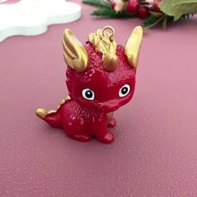 1pc/Pack Cartoon Resin Ombre Keychain Cute Bull Dog, Astronaut, Dragon Diy Keyring Car, Bag Pendant Accessory - Multicolor - View 17