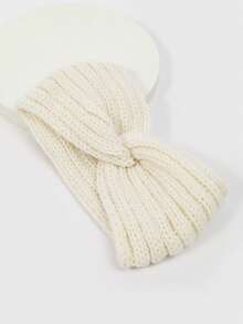 1 Piece Solid Color Chunky Knit Wide Headbands Braided Winter Fall Headbands Ear Warmers Crochet Head Wraps for Women Girls Hair Accessories White - White - View 2