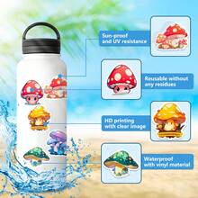 50張夢幻的蘑菇貼紙,幻象卡通可愛動物蘑菇貼紙,塗鴉貼紙,吉他行李貼紙 - 彩色 - 查看 5