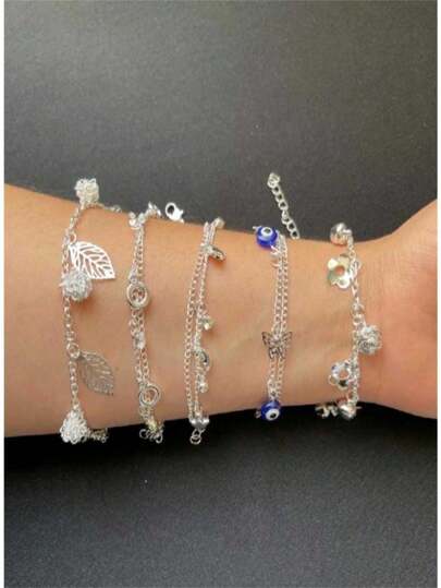 Kit 4 Pulseiras Banhada à Prata - Feminina Sortidos