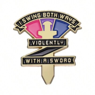 Swing Both Ways Violently With A Sword Enamel Pin Badge Backpack Decoration Jewelry Street Pin For Clothes Bag Charm School Kpop Teacher Supplies Bag Charms Cute Office Accessories Shirts Jacket Christmas Halloween Autumn-Winter Accessories,Suitable For Teens, Youth,Men,Casual, Outdoor, Athletic, Vacation, Graduation Gifts, Birthday, Daily Wear Clothes Pin Funny Teacher Gifts Men Gifts Bag Pins