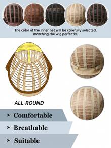 30 吋棕色長自然波浪合成假髮帶瀏海女式自然假髮適合日常派對使用 - 棕色 - 查看 9